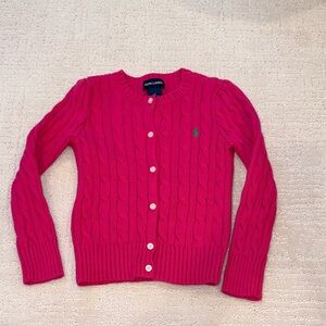 Ralph Lauren Fuchsia Cotton Cable Knit Cardigan Like New!